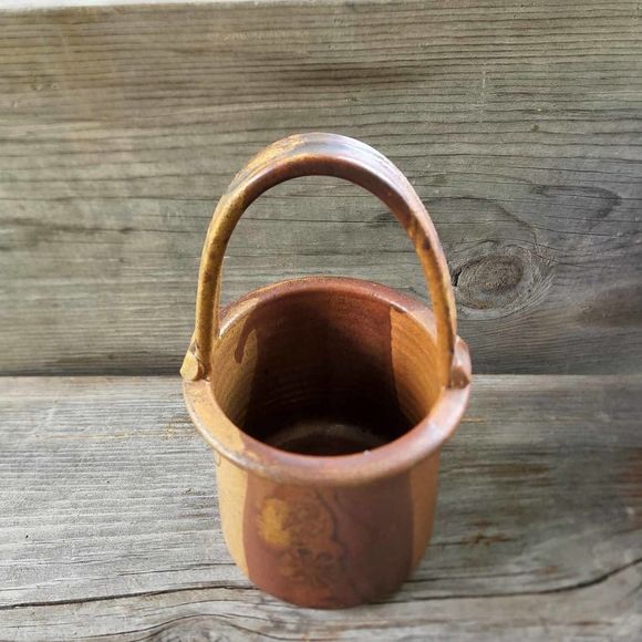 VINTAGE Wishon Harrell Pottery Vase Carrying Handle Rustic Primitive SIGNED - Picture 5 of 8